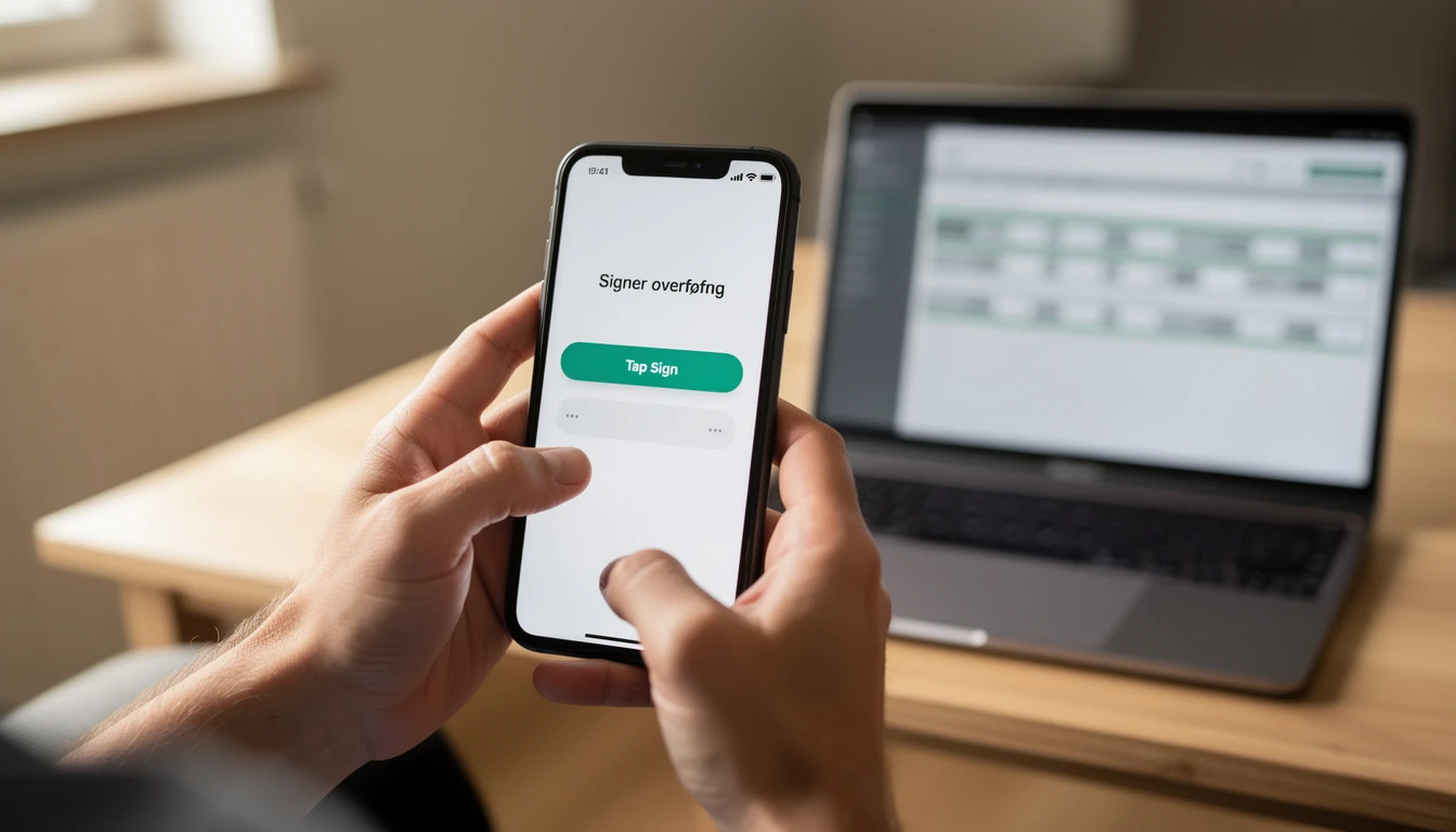 Norsk spiller signerer Zimpler-innskudd med BankID på mobilen